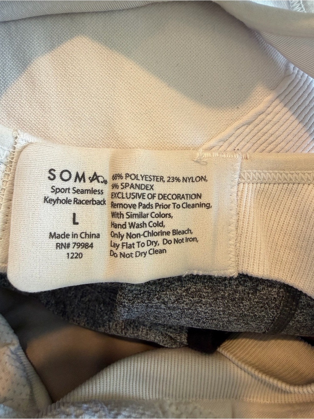 Soma Sport Keyhole Racerback Light Beige/Pale Taupe Sports Bra - Picture 3 of 3